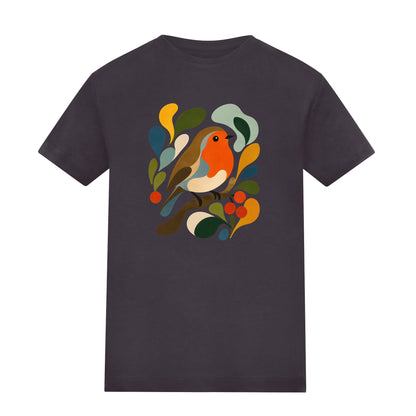 Hedgerow Harmony Kids' T-shirt - Freeform Fauna Solid Charcoal colour variant image