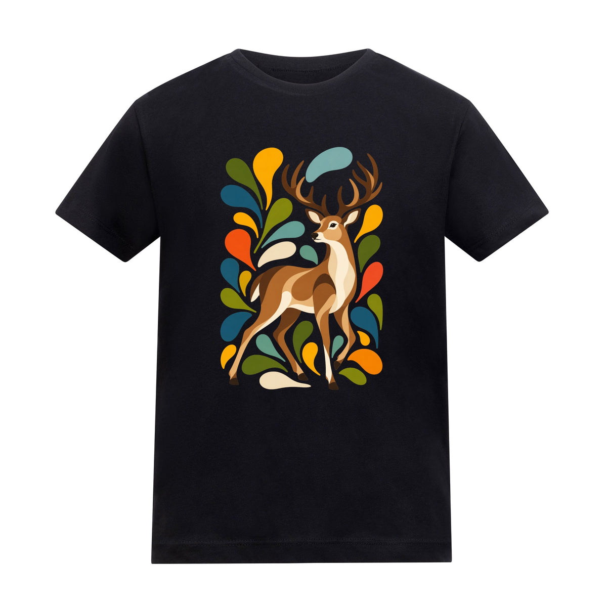 Woodland Majesty Kids' T-shirt - Freeform Fauna Deep Black colour variant image