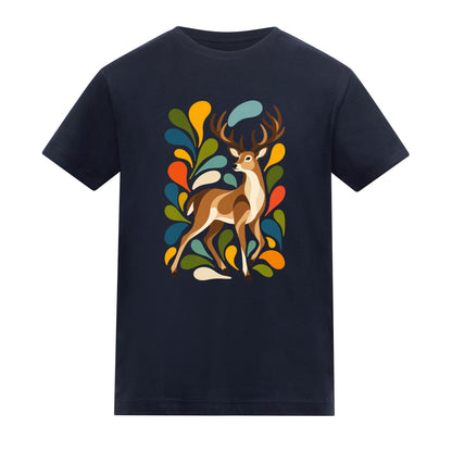 Woodland Majesty Kids' T-shirt - Freeform Fauna French Navy colour variant image