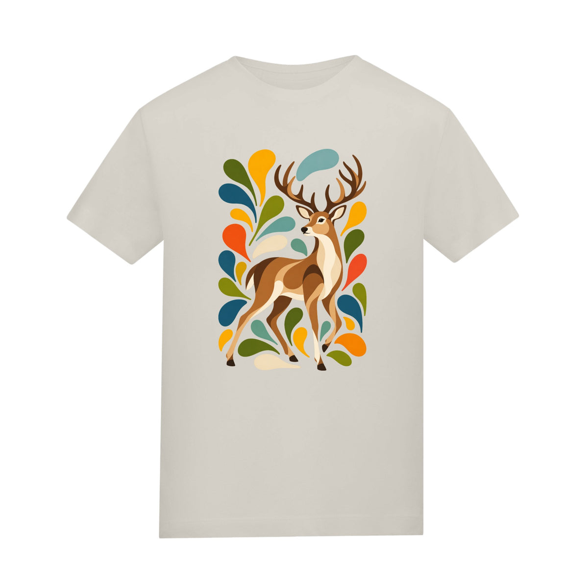 Woodland Majesty Kids' T-shirt - Freeform Fauna Natural Stone colour variant image