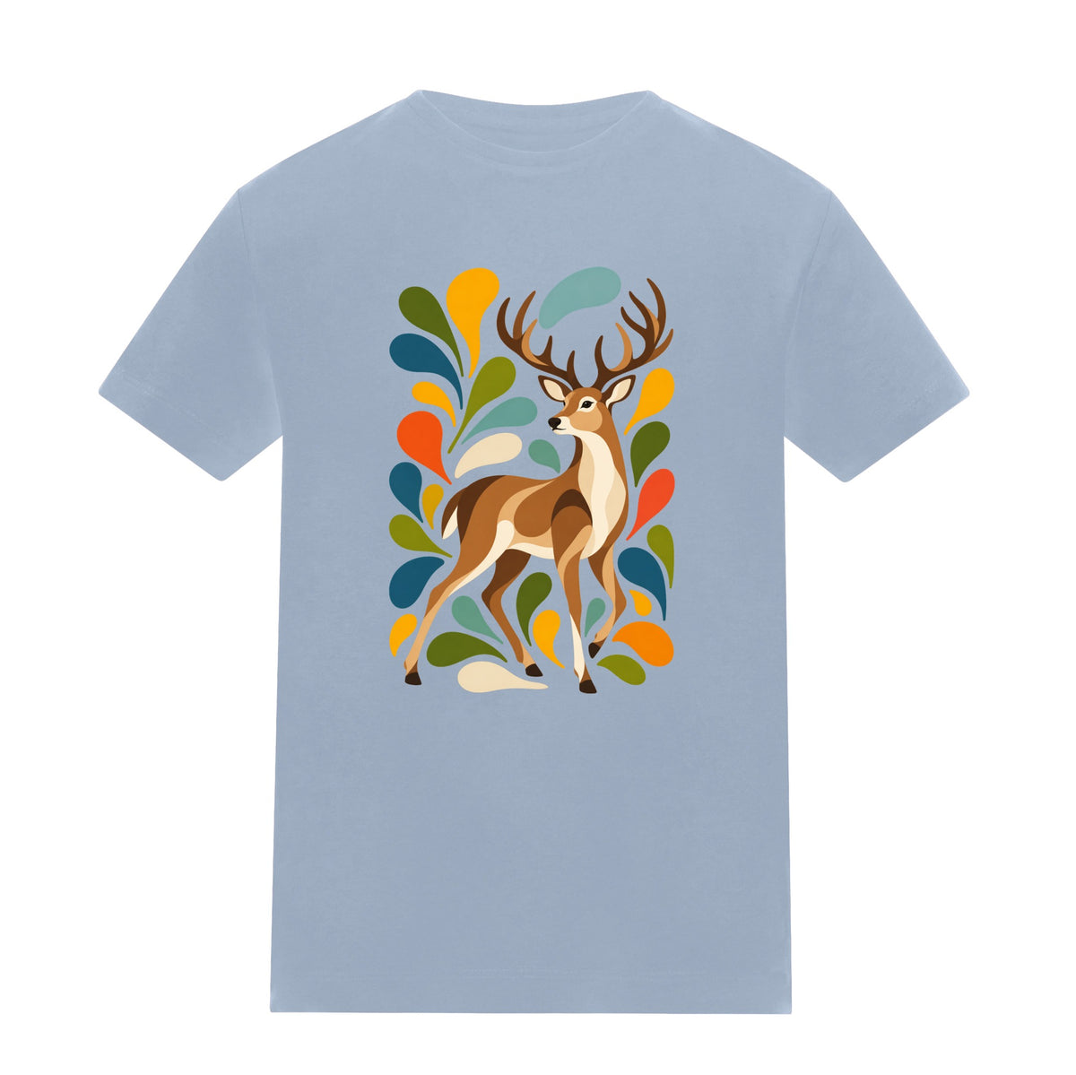 Woodland Majesty Kids' T-shirt - Freeform Fauna Sky Blue colour variant image