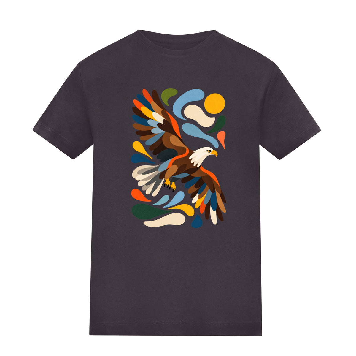 Skybound Spirit Kids' T-shirt - Freeform Fauna Solid Charcoal colour variant image