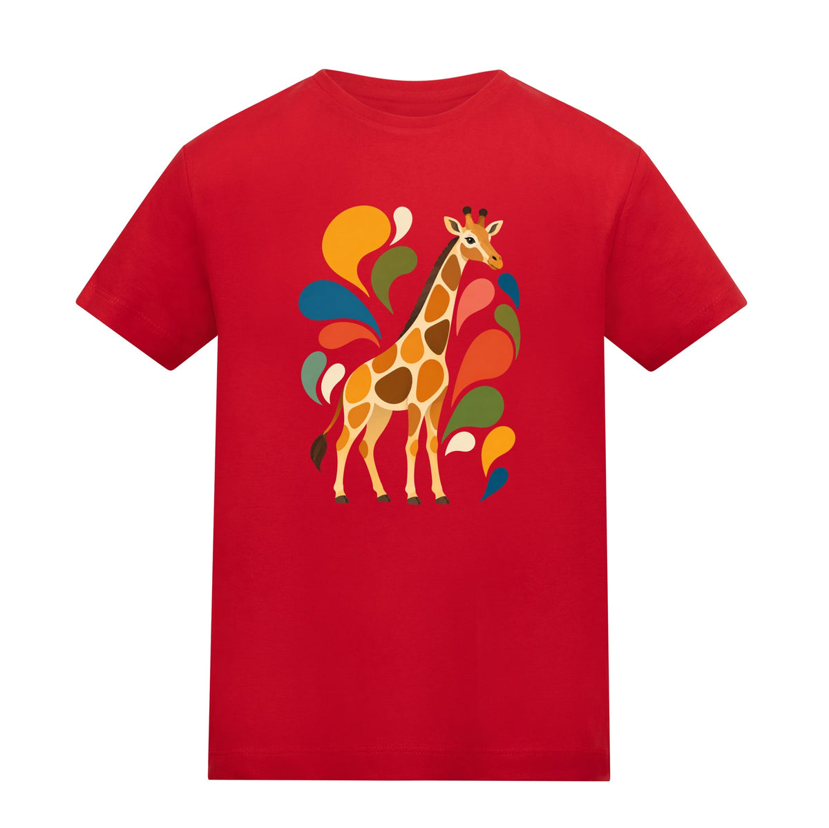 Sunlit Safari Kids' T-shirt - Freeform Fauna Fire Red colour variant image