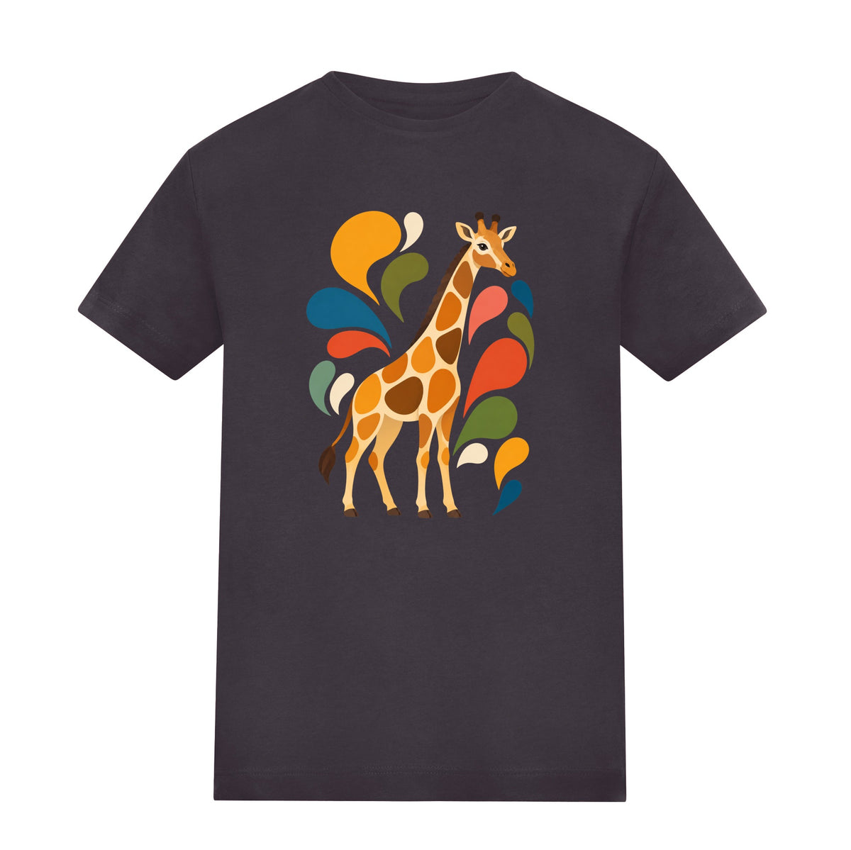 Sunlit Safari Kids' T-shirt - Freeform Fauna Solid Charcoal colour variant image