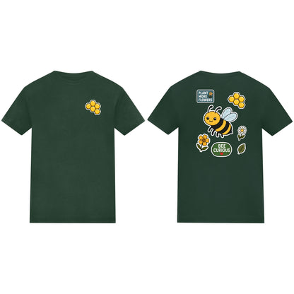 Bee Curious Kids' T-shirt - Badges of the Wild Bottle Green colour variant image