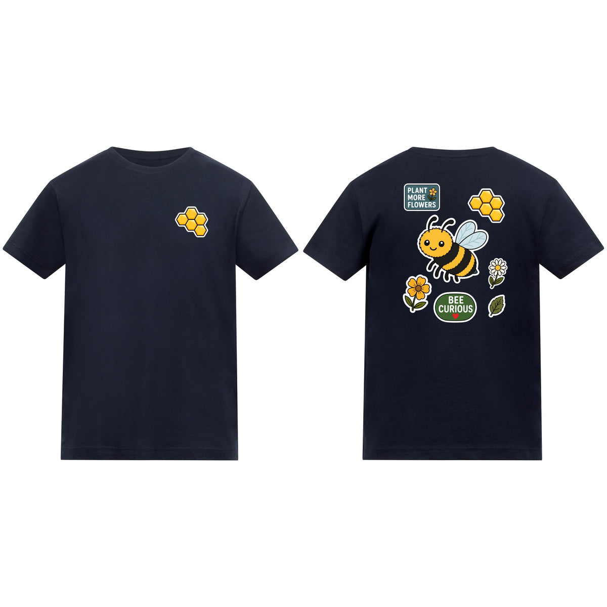 Bee Curious Kids' T-shirt - Badges of the Wild French Navy colour variant image