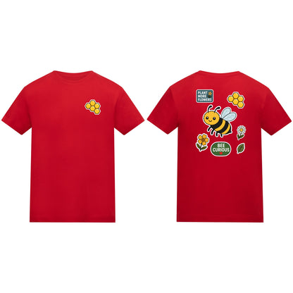 Bee Curious Kids' T-shirt - Badges of the Wild Fire Red colour variant image