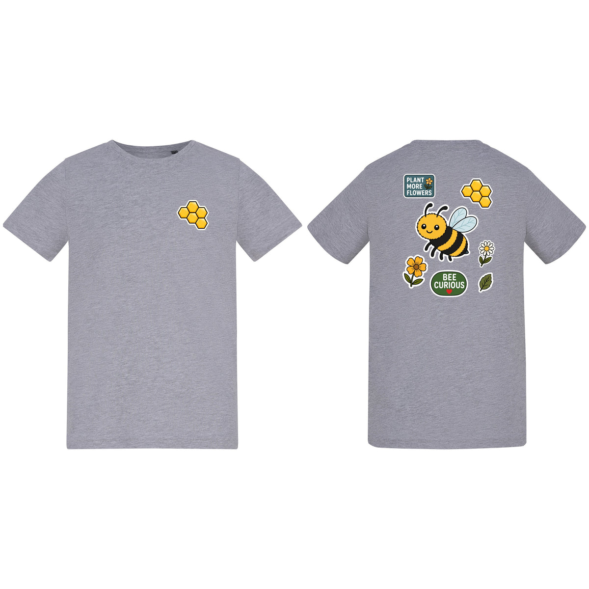 Bee Curious Kids' T-shirt - Badges of the Wild Heather Grey colour variant image