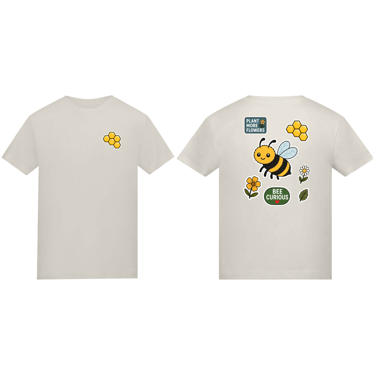 Bee Curious Kids' T-shirt - Badges of the Wild Natural Stone colour variant image