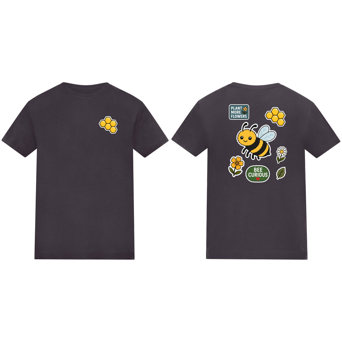 Bee Curious Kids' T-shirt - Badges of the Wild Solid Charcoal colour variant image