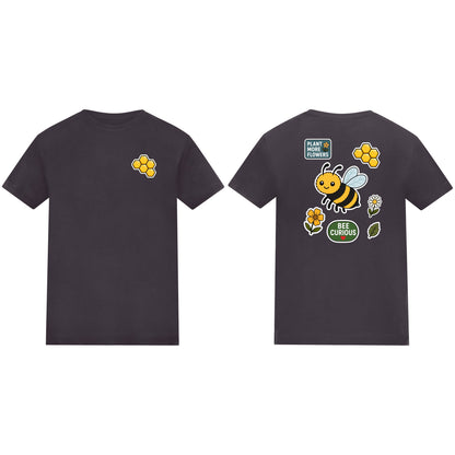 Bee Curious Kids' T-shirt - Badges of the Wild Solid Charcoal colour variant image