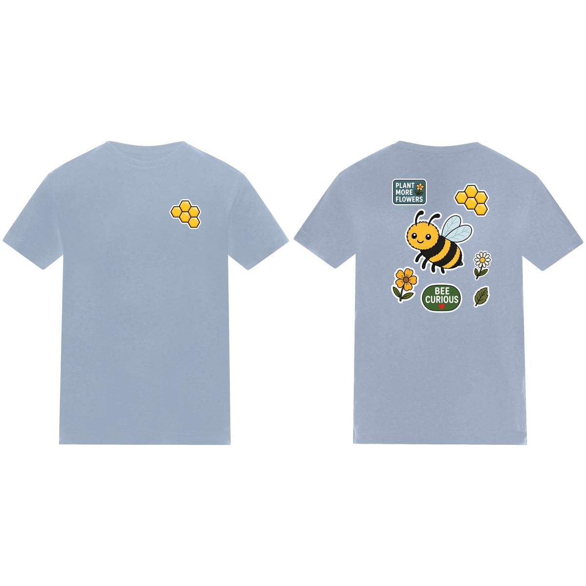 Bee Curious Kids' T-shirt - Badges of the Wild Sky Blue colour variant image