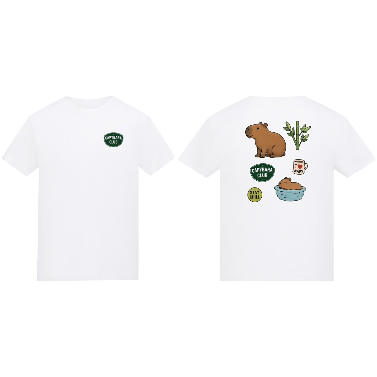 Capybara Chill Club Kids' T-shirt - Badges of the Wild Arctic White colour variant image