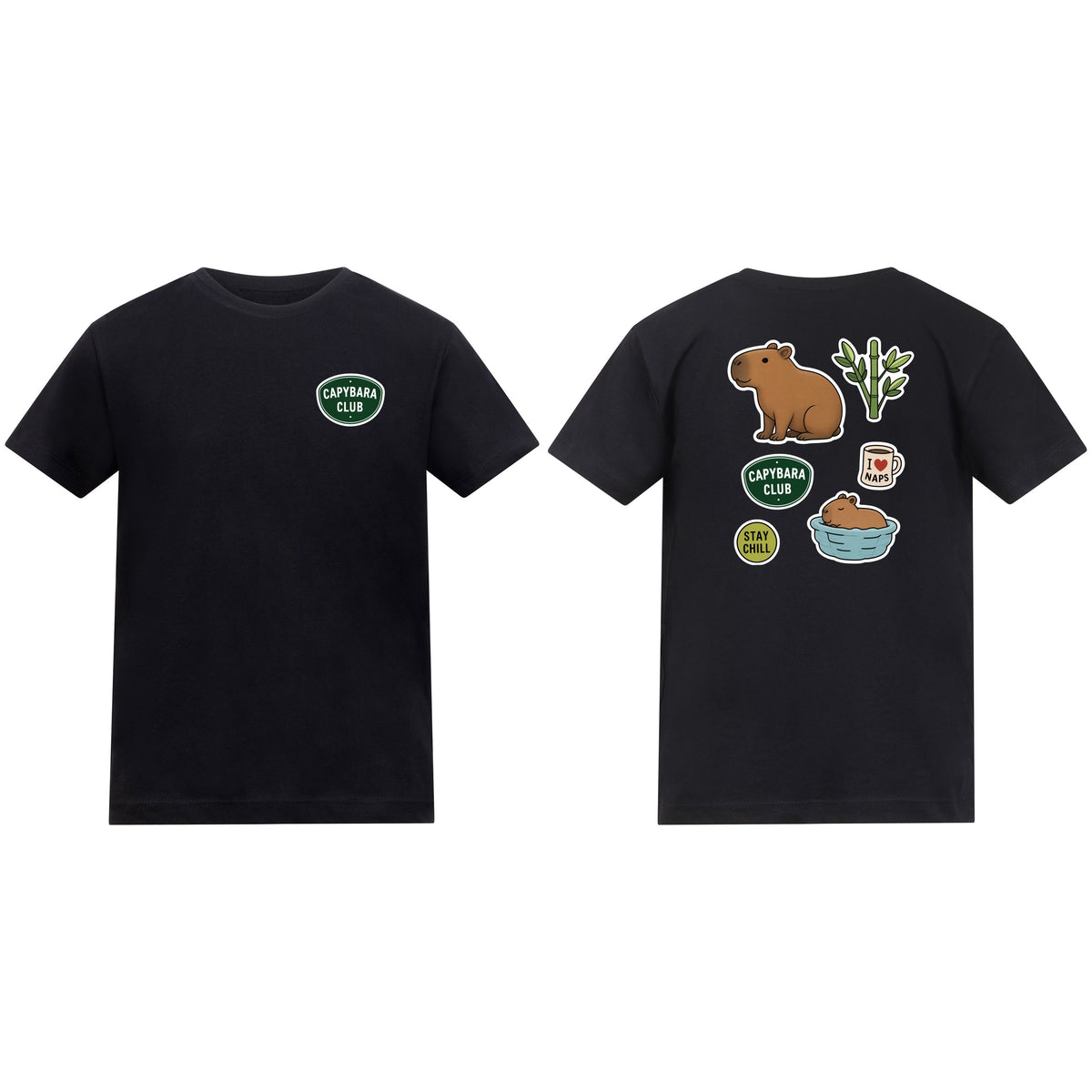 Capybara Chill Club Kids' T-shirt - Badges of the Wild Deep Black colour variant image