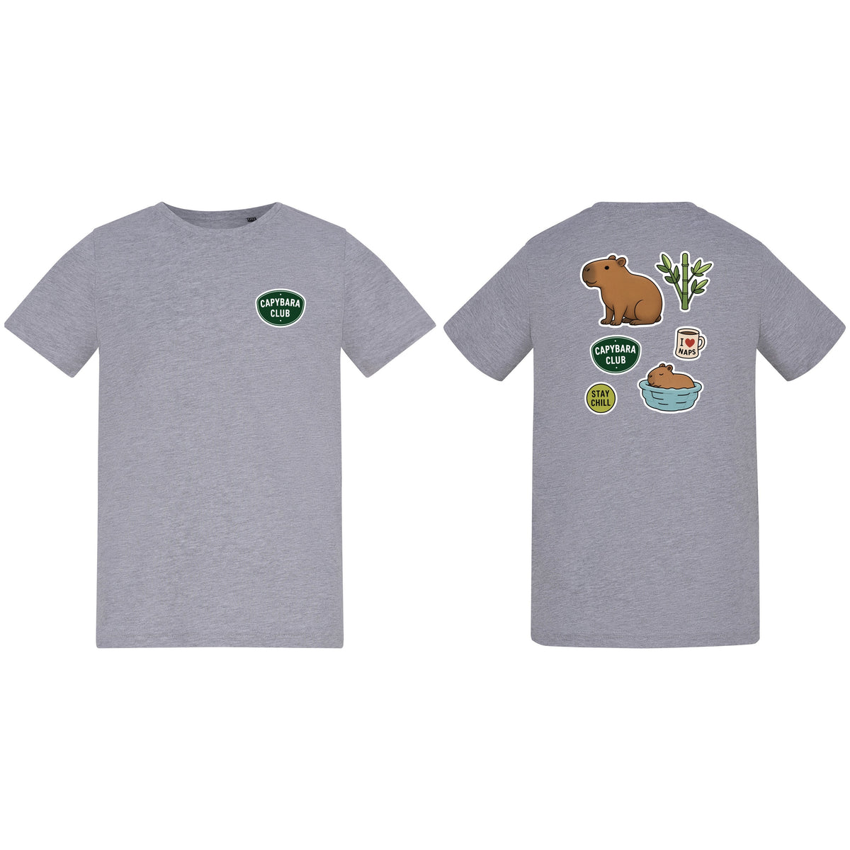 Capybara Chill Club Kids' T-shirt - Badges of the Wild Heather Grey colour variant image