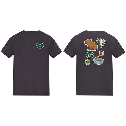 Capybara Chill Club Kids' T-shirt - Badges of the Wild Solid Charcoal colour variant image