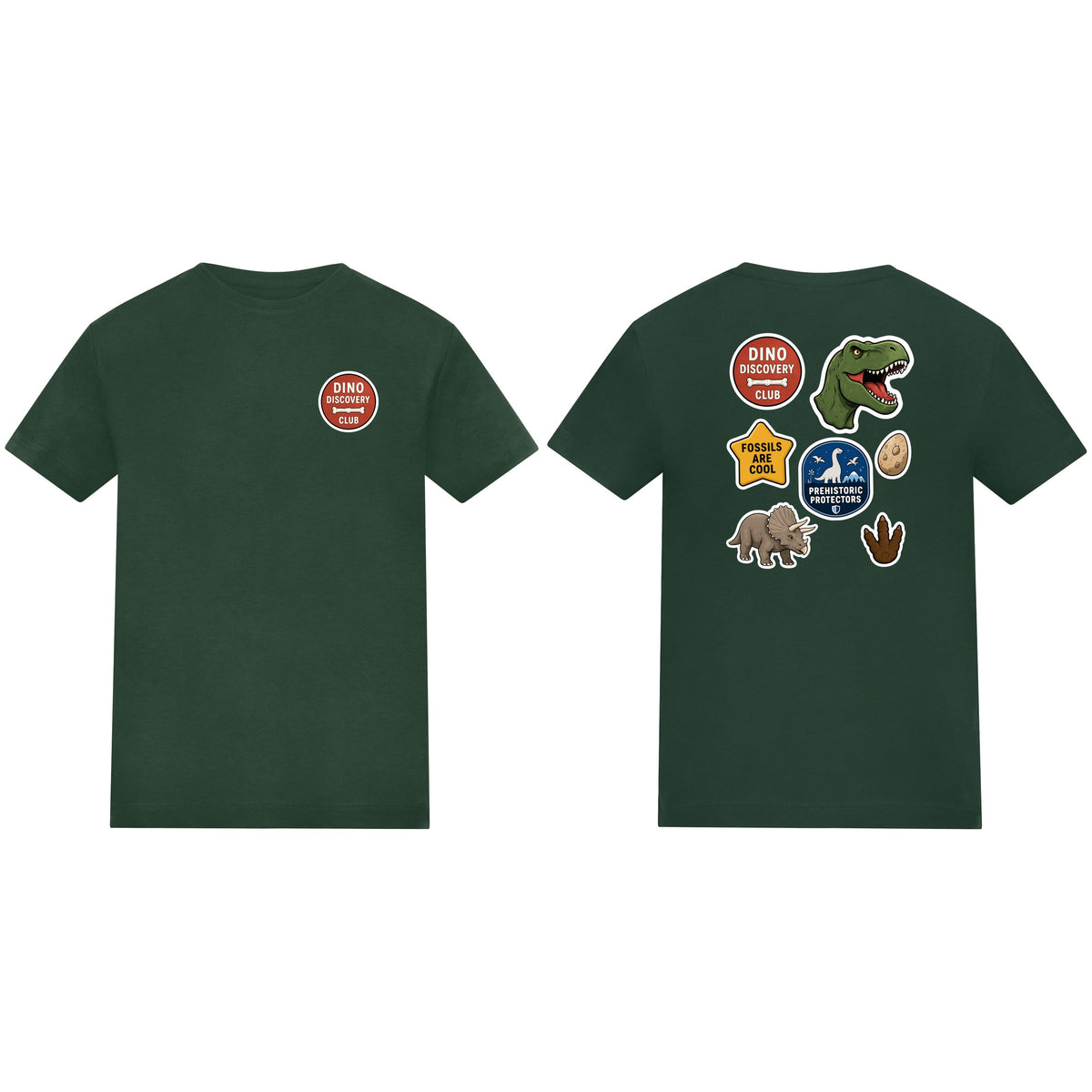 Dino Discovery Club Kids' T-shirt - Badges of the Wild Bottle Green colour variant image