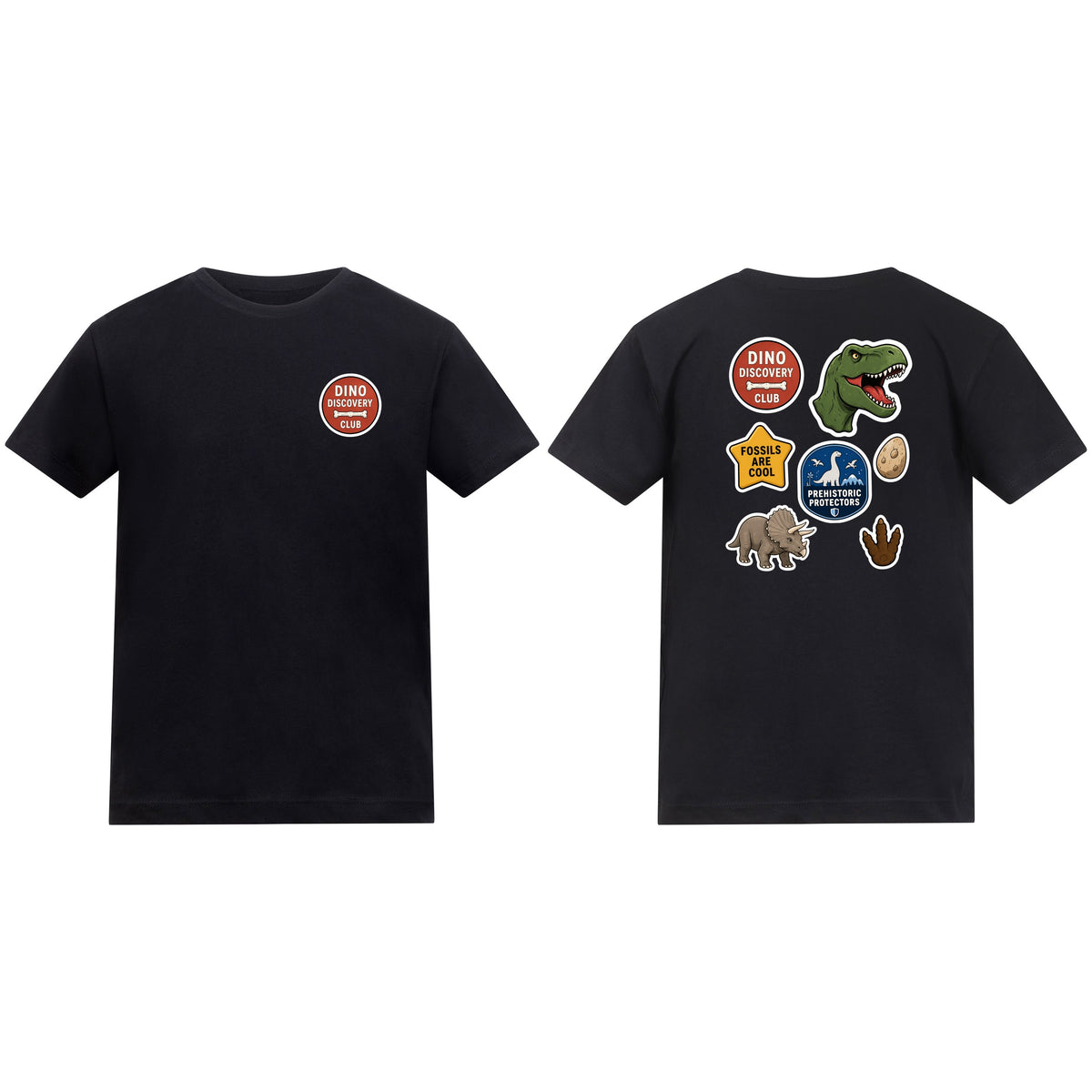 Dino Discovery Club Kids' T-shirt - Badges of the Wild Deep Black colour variant image
