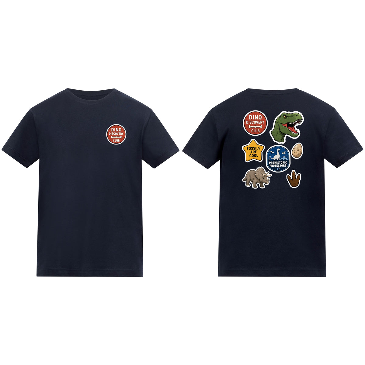 Dino Discovery Club Kids' T-shirt - Badges of the Wild French Navy colour variant image