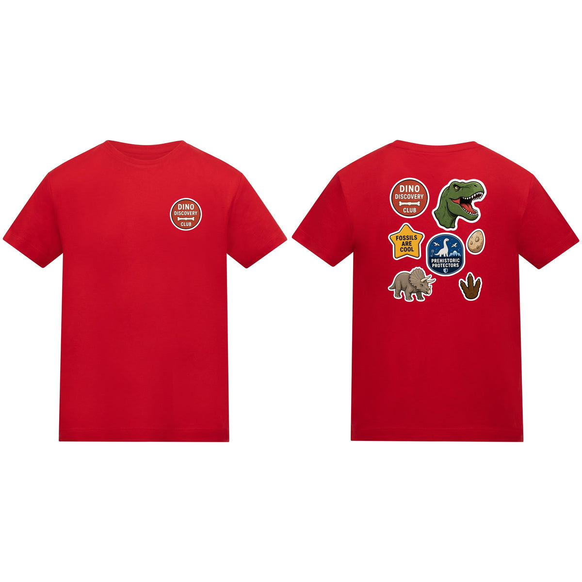 Dino Discovery Club Kids' T-shirt - Badges of the Wild Fire Red colour variant image