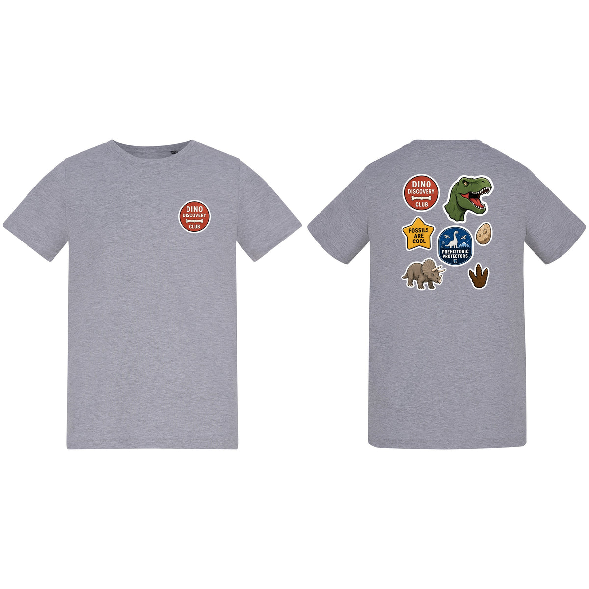 Dino Discovery Club Kids' T-shirt - Badges of the Wild Heather Grey colour variant image