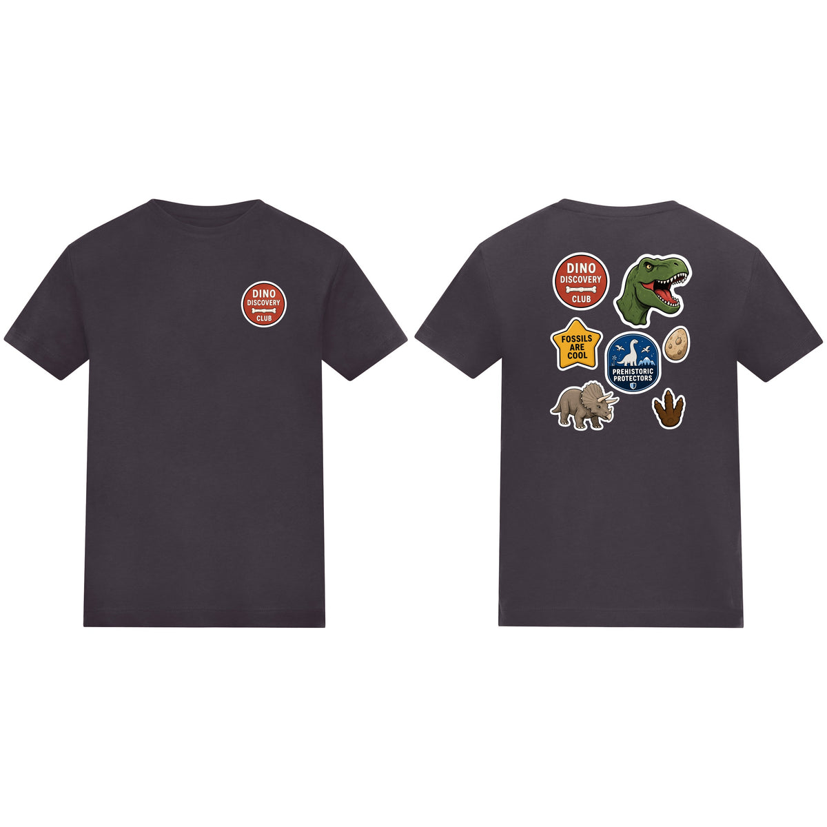 Dino Discovery Club Kids' T-shirt - Badges of the Wild Solid Charcoal colour variant image