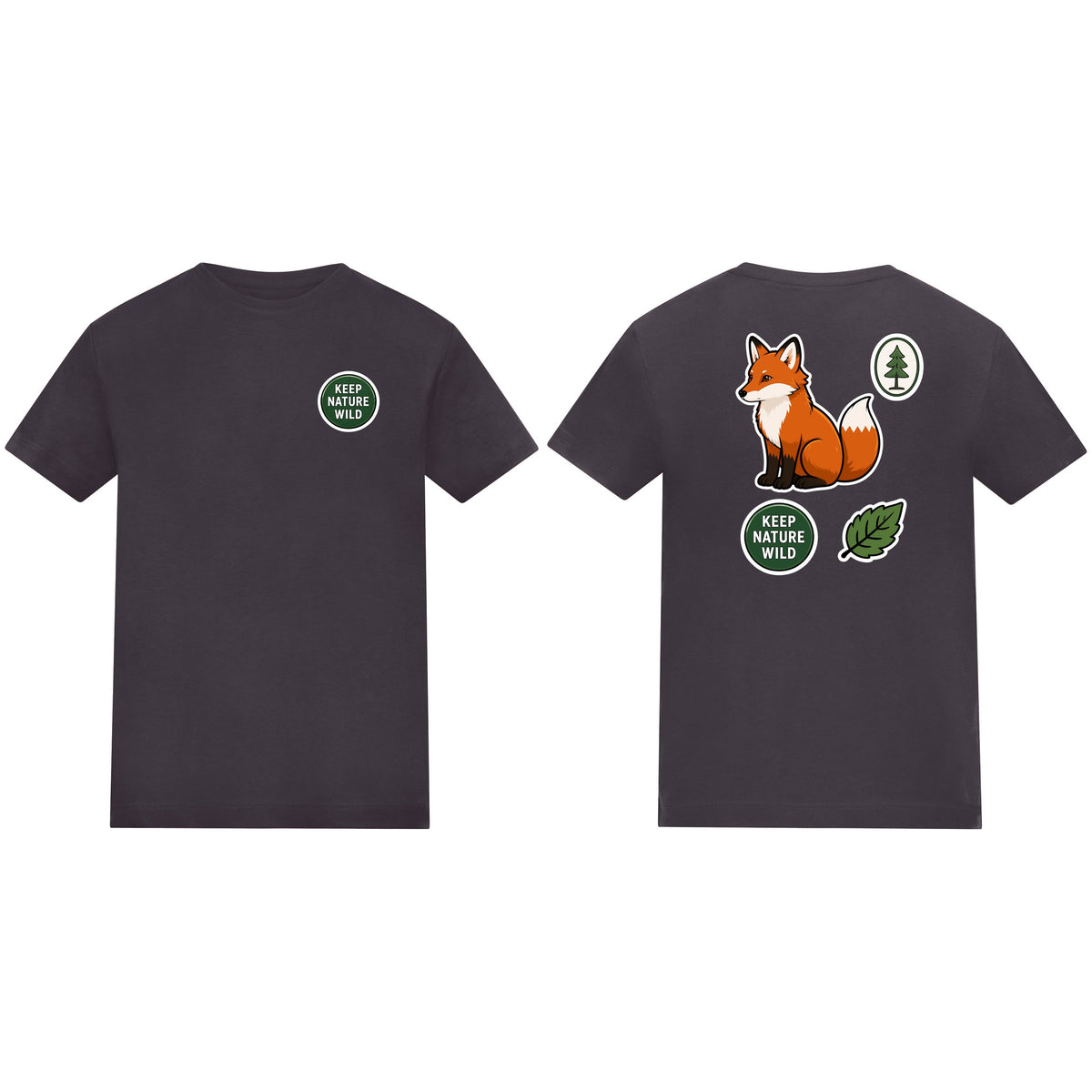 Keep Nature Wild Kids' T-shirt - Badges of the Wild Solid Charcoal colour variant image