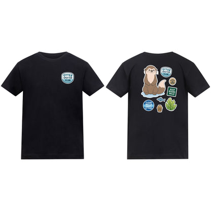 Otter Spotter Club Kids' T-shirt - Badges of the Wild Deep Black colour variant image