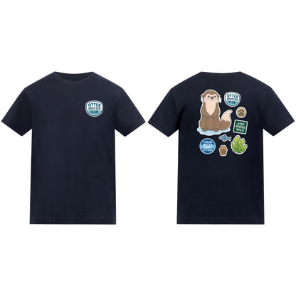 Otter Spotter Club Kids' T-shirt - Badges of the Wild French Navy colour variant image