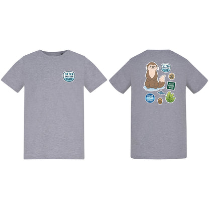 Otter Spotter Club Kids' T-shirt - Badges of the Wild Heather Grey colour variant image