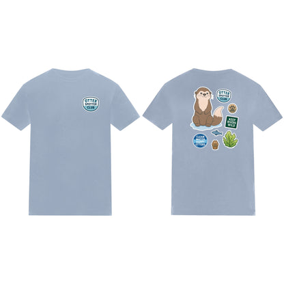 Otter Spotter Club Kids' T-shirt - Badges of the Wild Sky Blue colour variant image