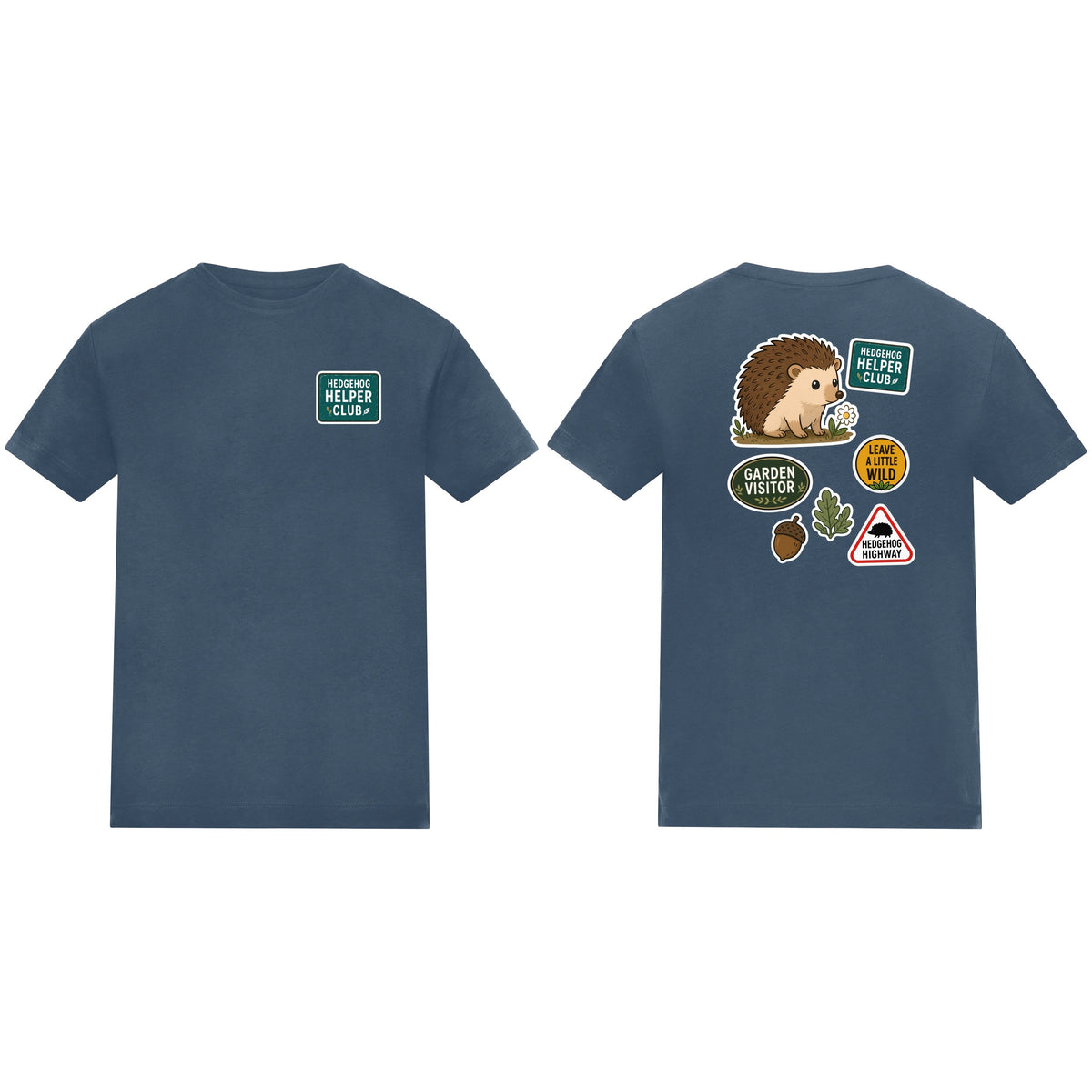 Hedgehog Helper Club Kids' T-shirt - Badges of the Wild Airforce Blue colour variant image