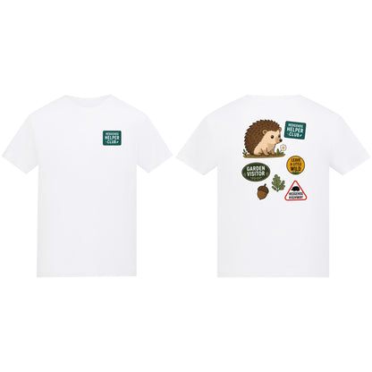 Hedgehog Helper Club Kids' T-shirt - Badges of the Wild Arctic White colour variant image