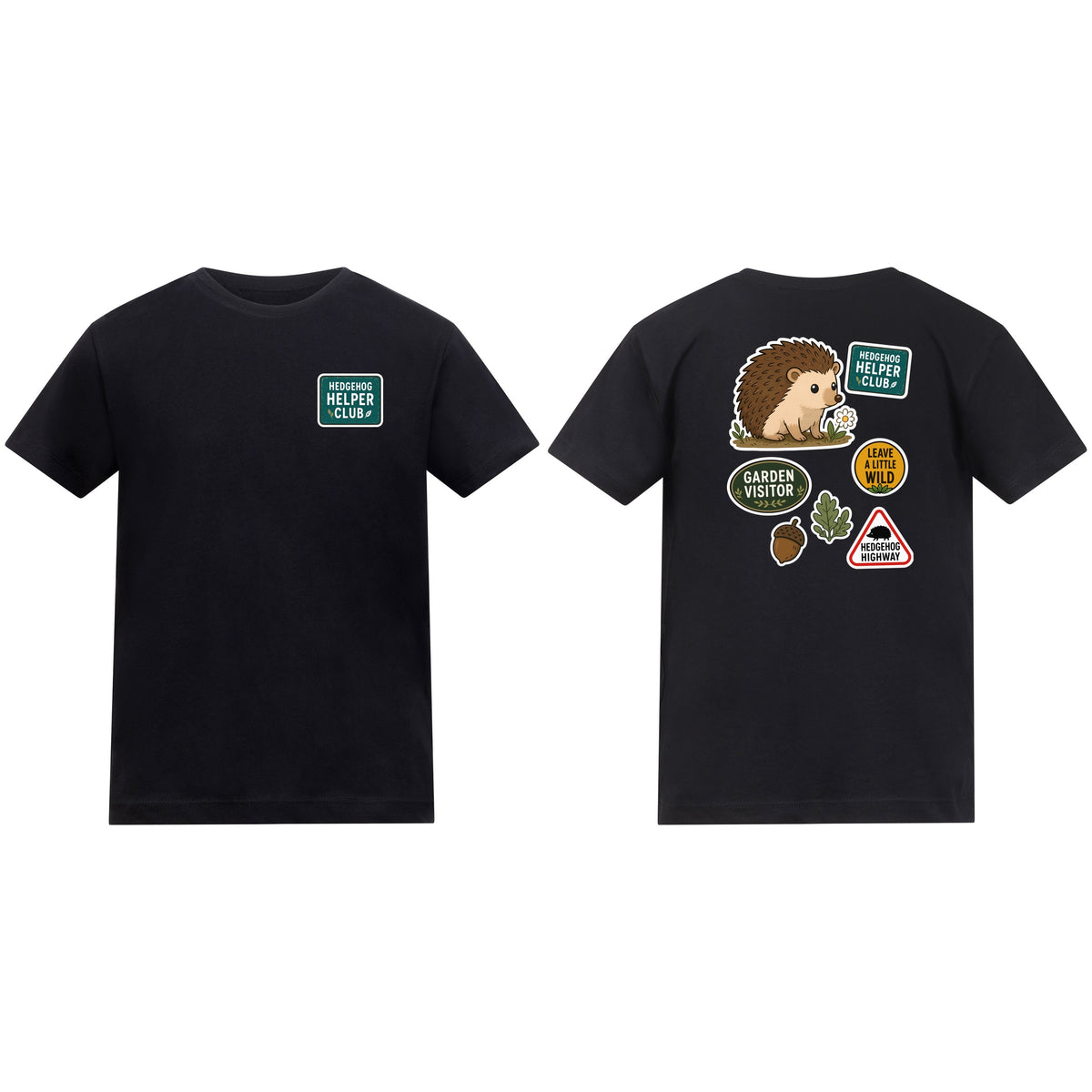 Hedgehog Helper Club Kids' T-shirt - Badges of the Wild Deep Black colour variant image