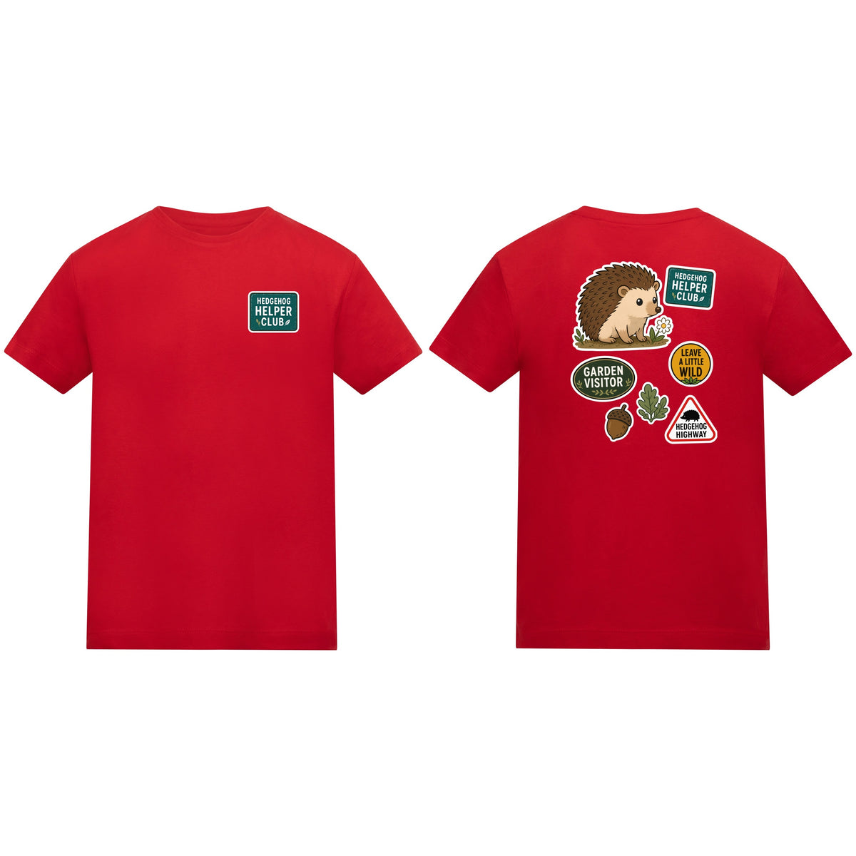 Hedgehog Helper Club Kids' T-shirt - Badges of the Wild Fire Red colour variant image