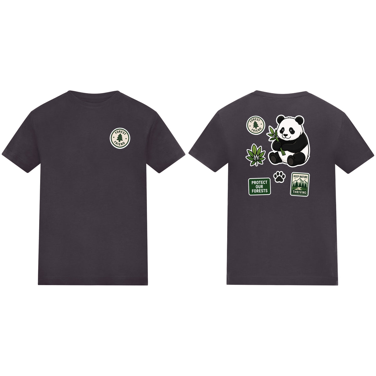 Forest Protector Kids' T-shirt - Badges of the Wild Solid Charcoal colour variant image