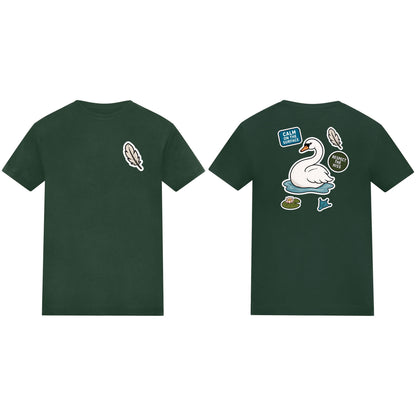 Calm on the Surface Kids' T-shirt - Badges of the Wild Bottle Green colour variant image