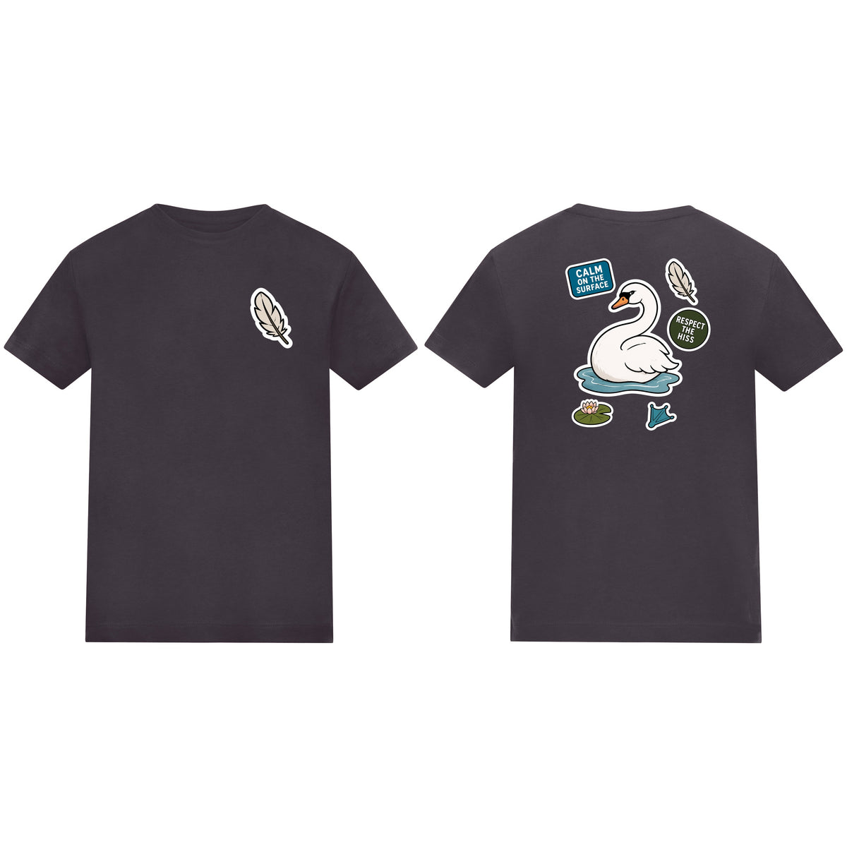 Calm on the Surface Kids' T-shirt - Badges of the Wild Solid Charcoal colour variant image