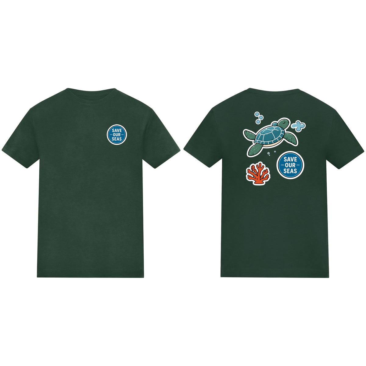 Save Our Seas Kids' T-shirt - Badges of the Wild Bottle Green colour variant image