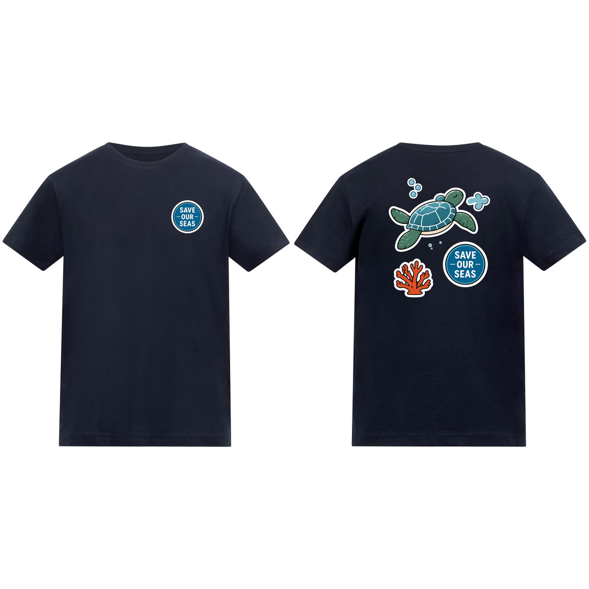 Save Our Seas Kids' T-shirt - Badges of the Wild French Navy colour variant image