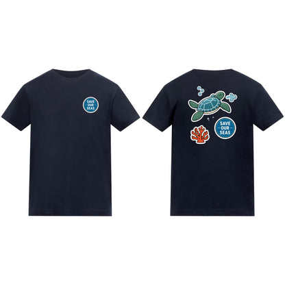 Save Our Seas Kids' T-shirt - Badges of the Wild French Navy colour variant image