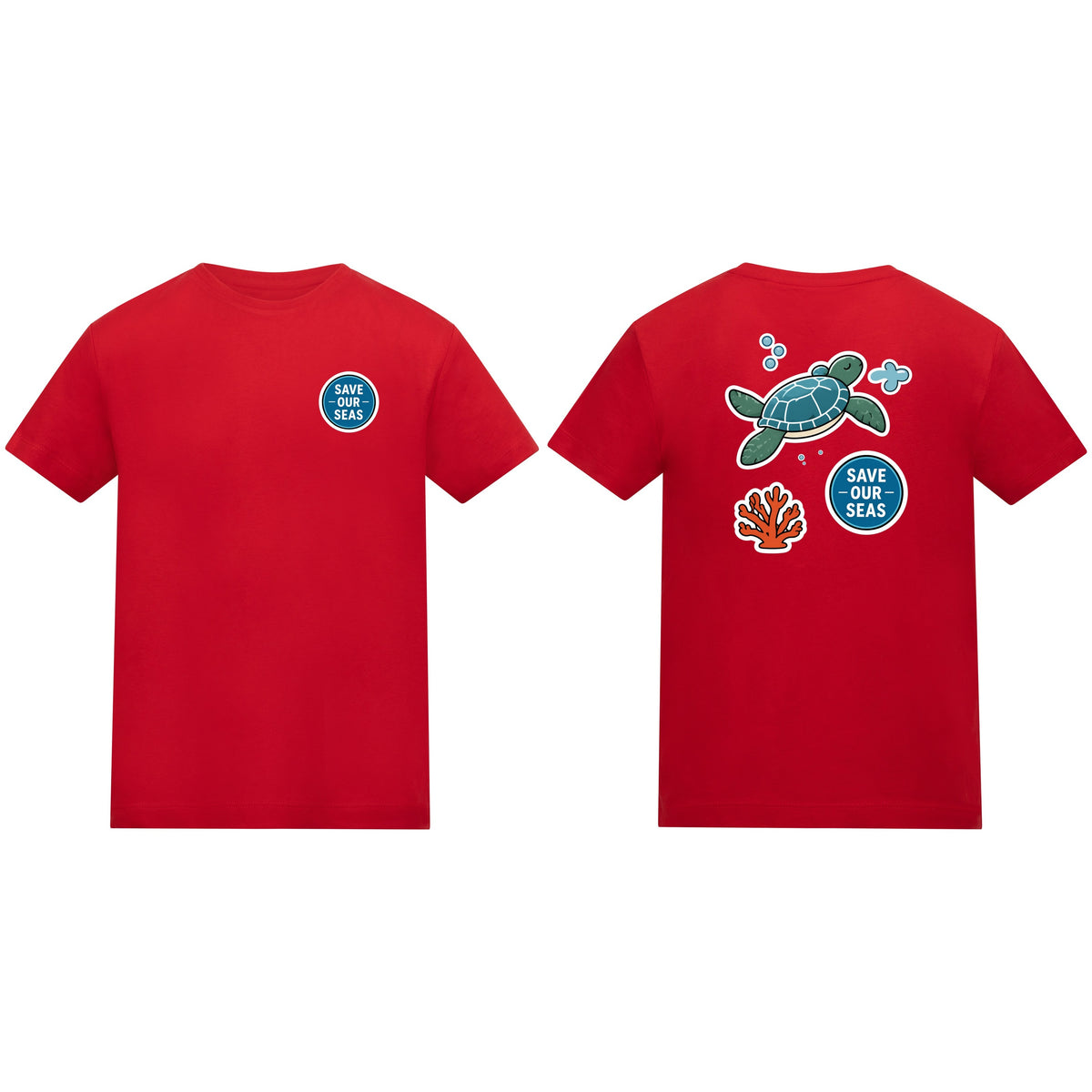 Save Our Seas Kids' T-shirt - Badges of the Wild Fire Red colour variant image