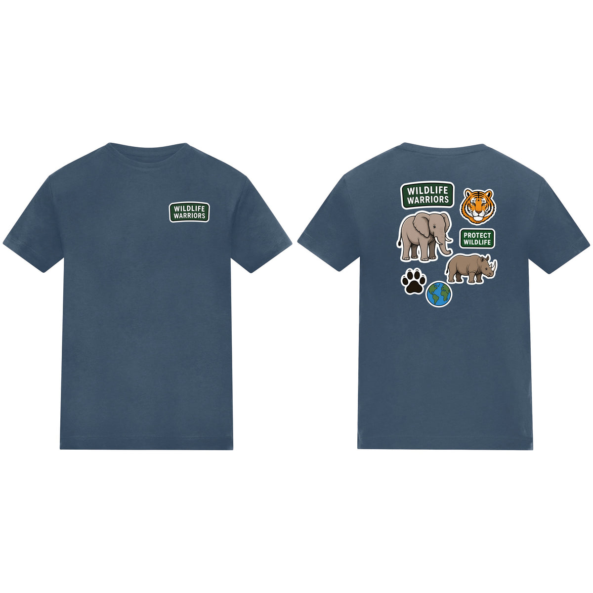 Wildlife Warriors Kids' T-shirt - Badges of the Wild Airforce Blue colour variant image