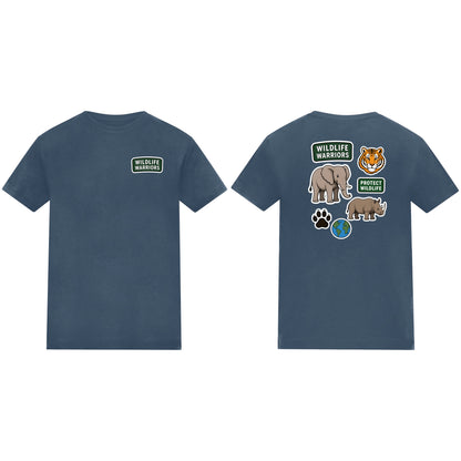 Wildlife Warriors Kids' T-shirt - Badges of the Wild Airforce Blue colour variant image