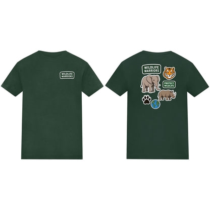 Wildlife Warriors Kids' T-shirt - Badges of the Wild Bottle Green colour variant image