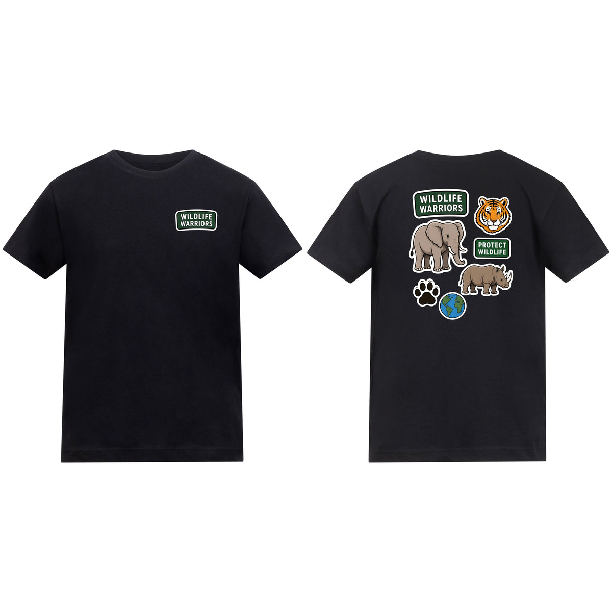 Wildlife Warriors Kids' T-shirt - Badges of the Wild Deep Black colour variant image