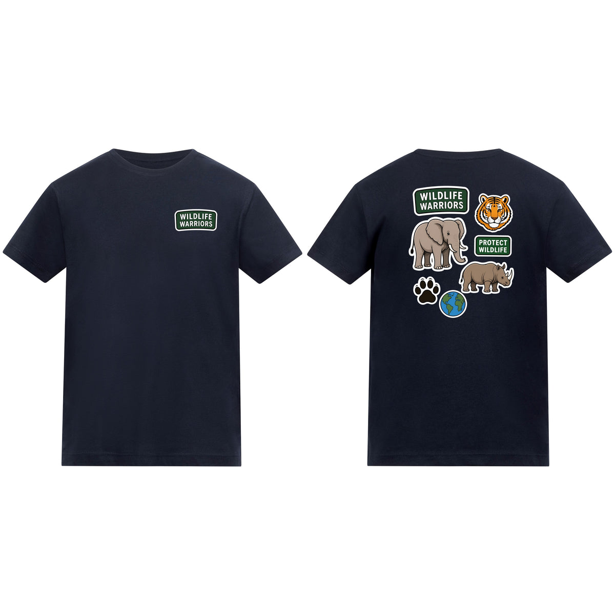 Wildlife Warriors Kids' T-shirt - Badges of the Wild French Navy colour variant image