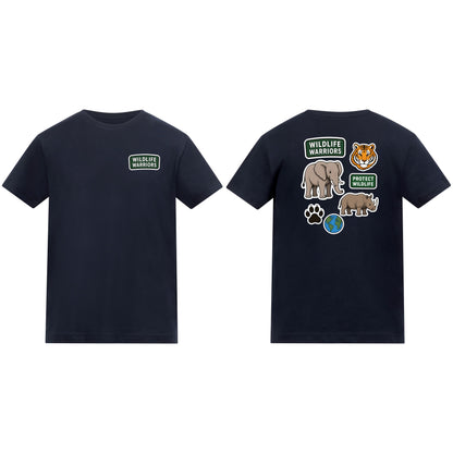 Wildlife Warriors Kids' T-shirt - Badges of the Wild French Navy colour variant image