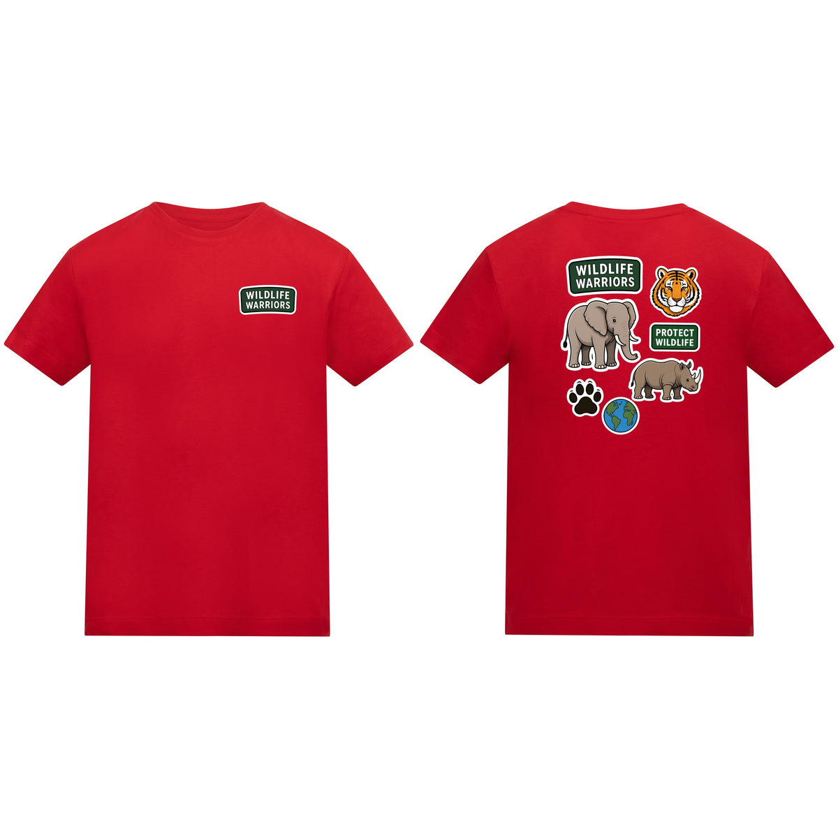 Wildlife Warriors Kids' T-shirt - Badges of the Wild Fire Red colour variant image