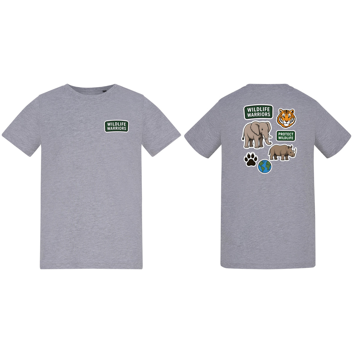 Wildlife Warriors Kids' T-shirt - Badges of the Wild Heather Grey colour variant image